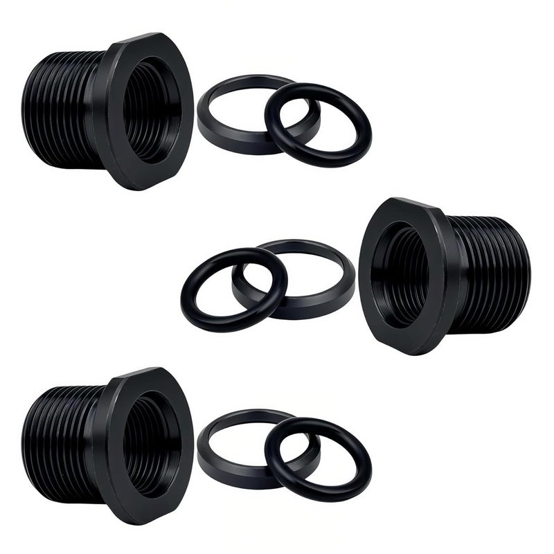 Axyuada 3 Pcs Thread Adapters and Rubber&Metal Washers, Replacement Kit, 1/2 * 28, 5/8 * 24, Black - Image 1